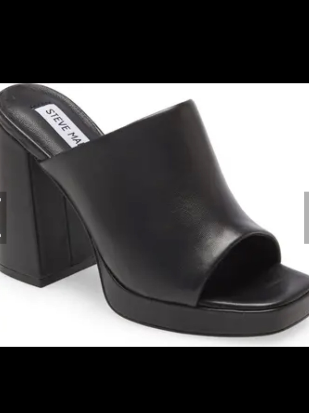 Steve Madden | Pilars Black Leather Open-Toe Mule Heels Size 7